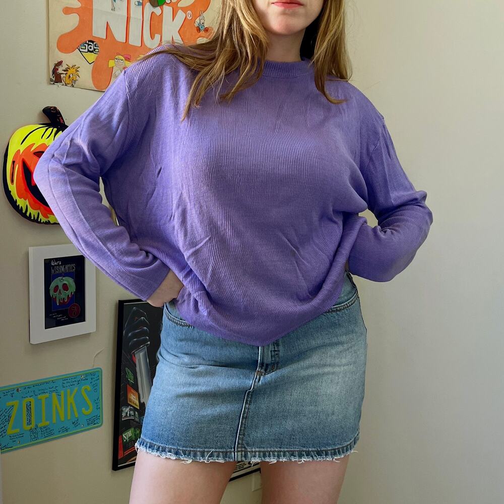 Vintage 1990s Vara Purple Sweater Size Large Oversized Pullover
